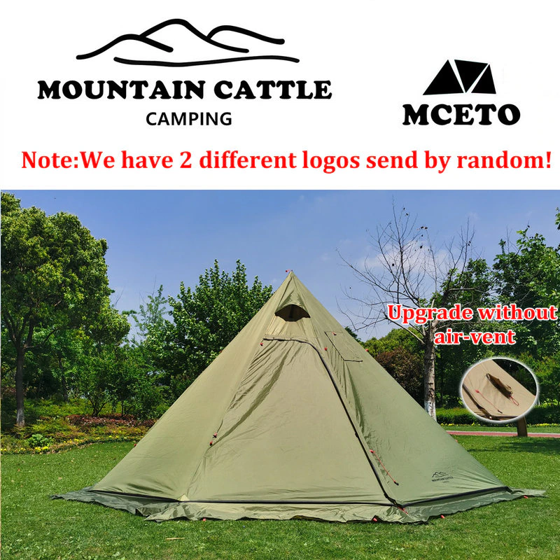 Cheap Goat Tents Winter Ultralight Outdoor Camping Teepee 210T Plaid Pyramid Tent with Snow Skirt Large Rodless Tent Backpacking Hiking Tents Tents 
